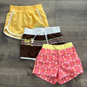 Girls 5 Athletic Shorts Bundle (3Pcs) Floral/Fish/Tropical Summer Shorts